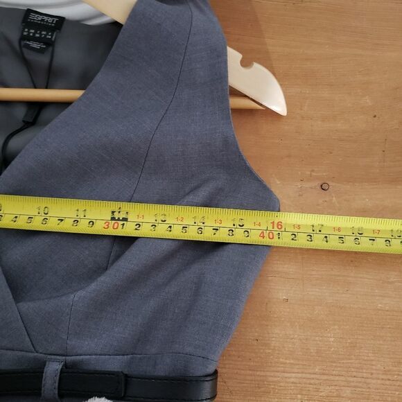 Esprit NWT Size 2 Grey Sleeveless V-neck Belted Lined Dress - Picture 12 of 16